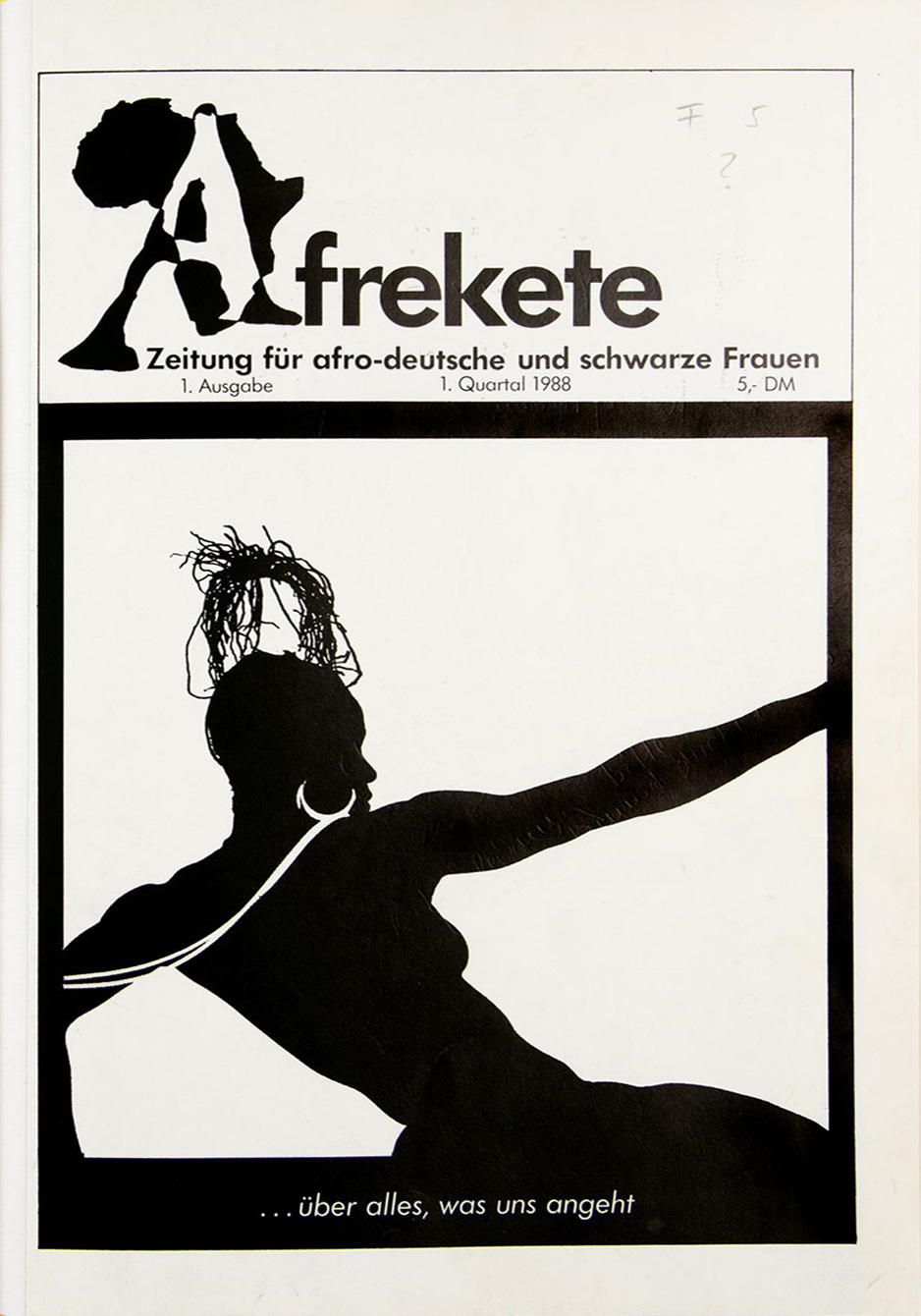 Cover der ersten Ausgabe der Zeitschrift zeigt schwarz gezeichnete, unbekleidete Frau mit hochstehenden Rasta-Zöpfen in liegender Position