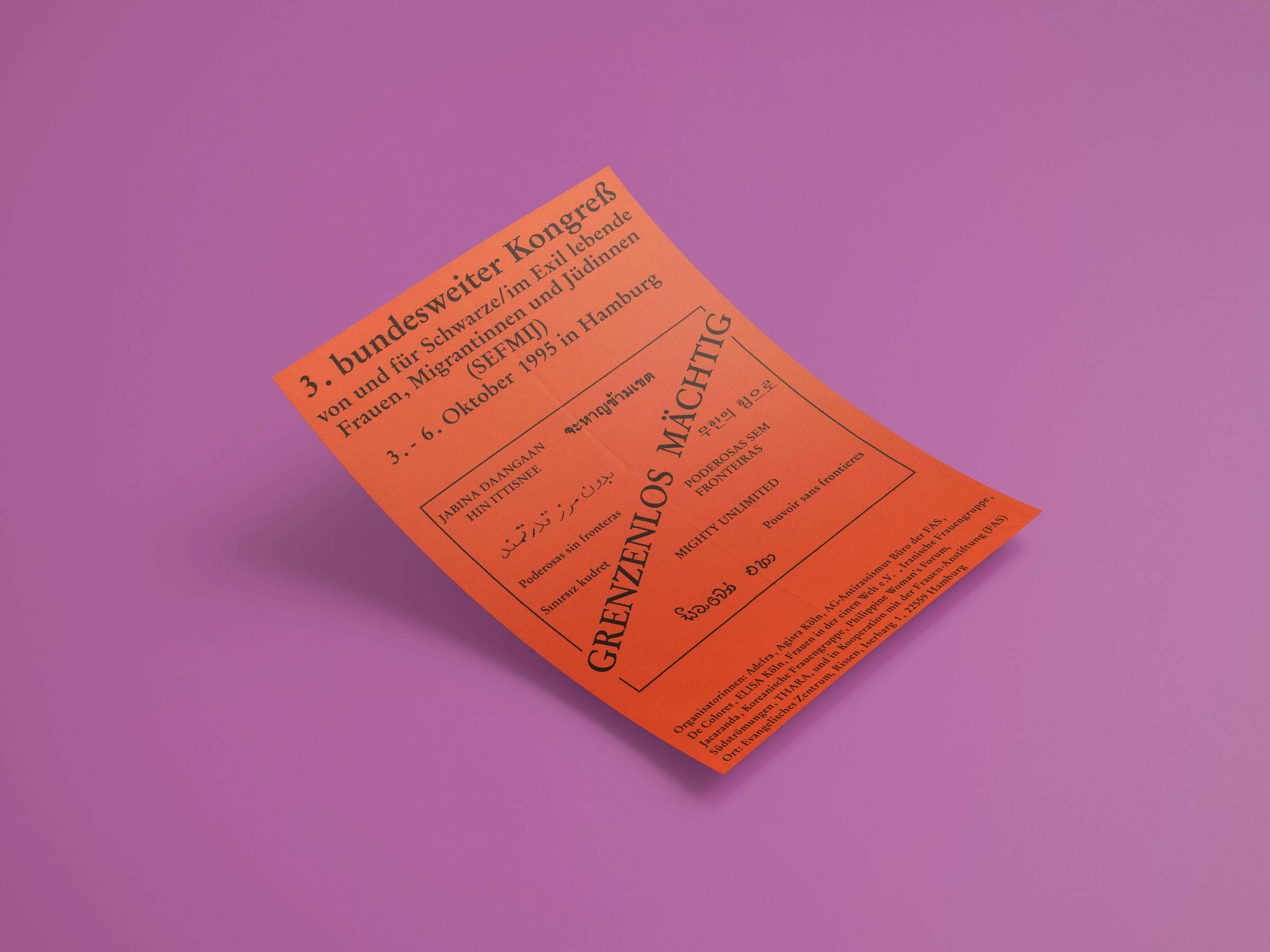 schwarze Schrift auf orangfarbenem Hintergrund